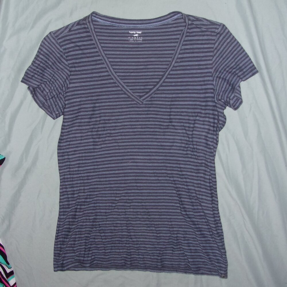 horny toad size extra small size extra small blue womens tee shirt t  striped